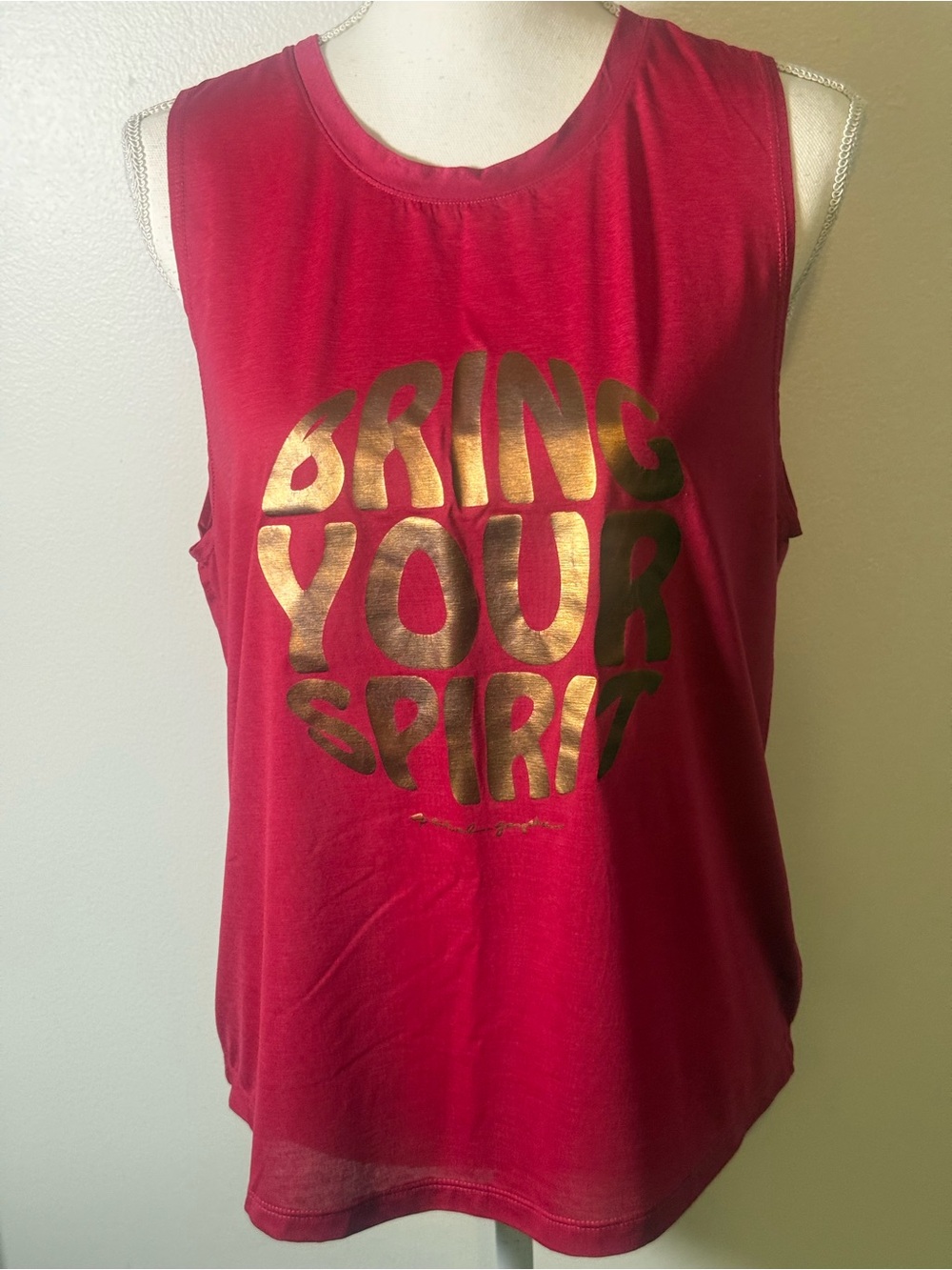 Spiritual Gangster Red Tank with Gold 'Bring Your Spirit' Graphic